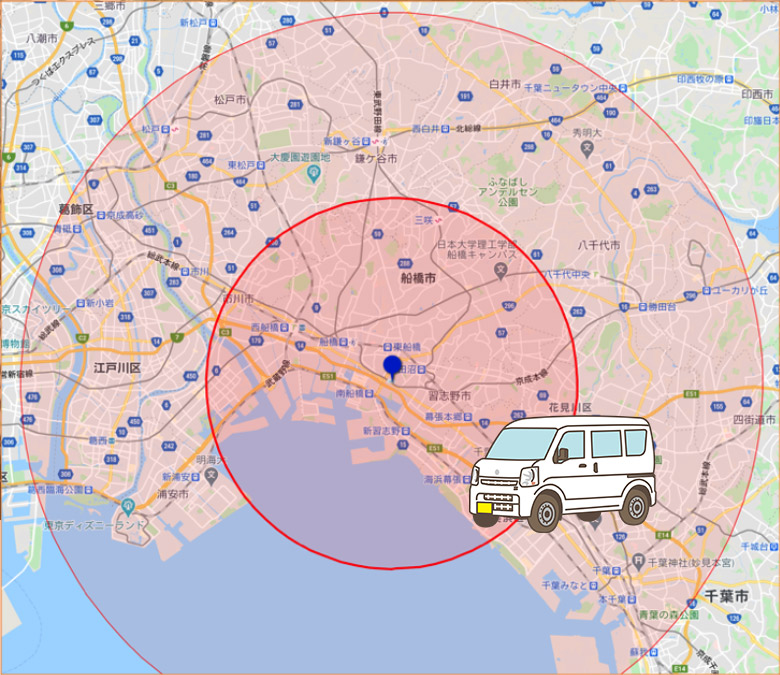 BCL訪問鍼灸院［習志野市 谷津駅南口］ 訪問エリア